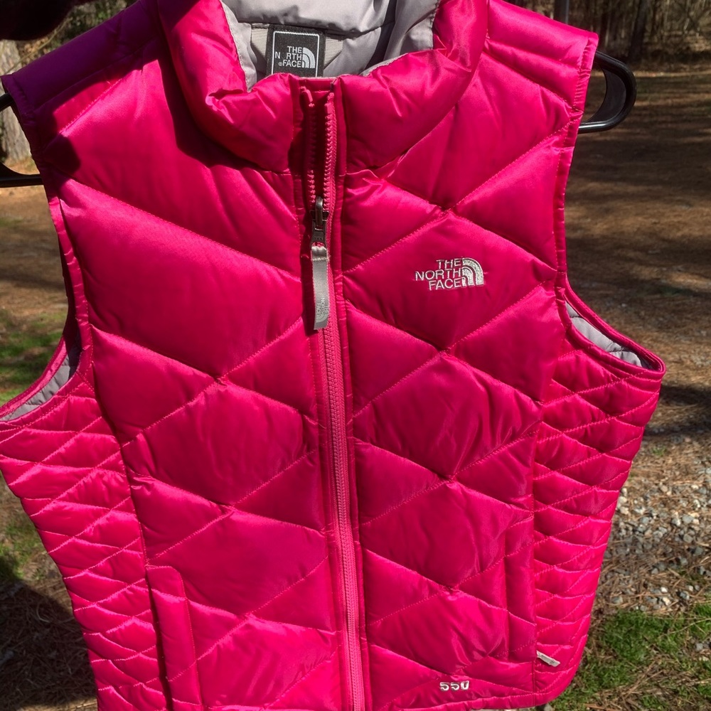 Hot pink north face puffer vest